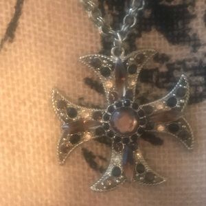 Cross necklace with Brown and Gold jewels